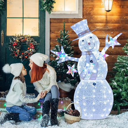 Dreamade 5 FT Lighted Snowman Christmas Outdoor Decoration with Hat, Scarf & Stars