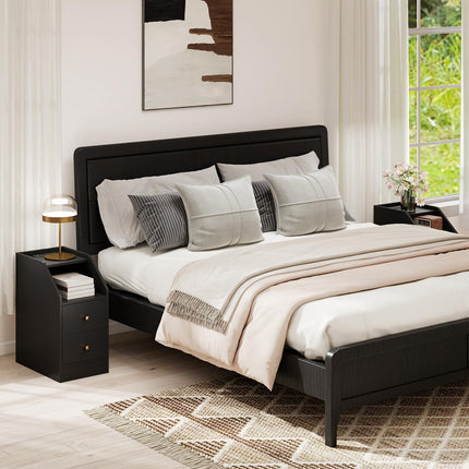 Dreamade Side End Table with Charging Station Sofa Couch Table with Shelf Drawers