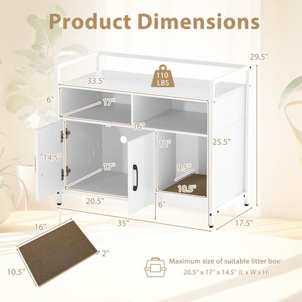 Dreamade Cat Litter Box Enclosure - Cat Washroom Hidden Furniture with Front Entry