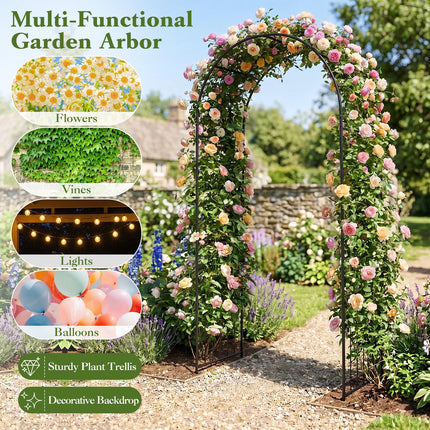 Dreamade 87" Decorative Metal Garden Arbor Arch Trellis for Climbing Plants