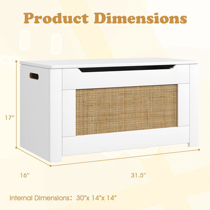 Dreamade Rattan Storage Bench with Flip Top Lid & Safety Hinge