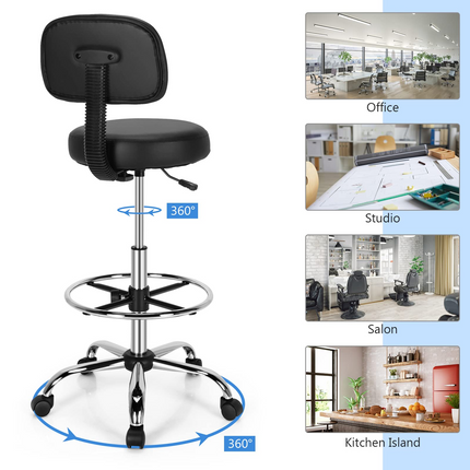 Dreamade PU Leather Drafting Chair, Tall Office Chair