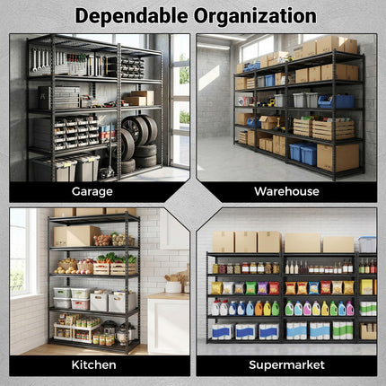 Dreamade 5-Tier Metal Storage Shelves(1/2/3/4,48" L x 24" W x 72" H)