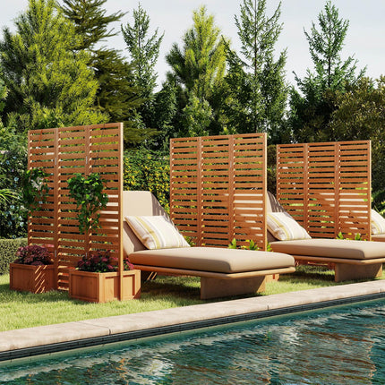 Dreamade Outdoor Wooden Privacy Screen with Planter Box