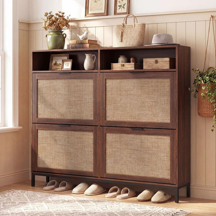 Dreamade Large Shoe Storage Cabinet w/ 4 Flip Drawers