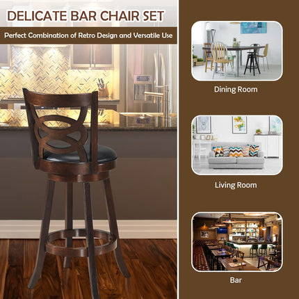 Dreamade Bar Stools, Counter Height Dining Chair, Fabric Upholstered 360 Degree Swivel