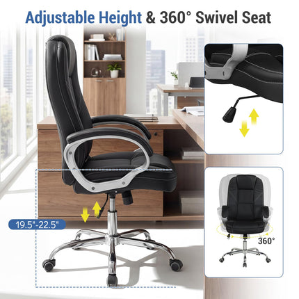 Dreamade Leather Office Chair with Padded Armrests & Rocking Backrest