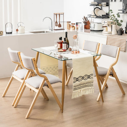Folding Dining Chair Set of 2, No Assembly Folding Chairs w/Linen Padded Seats - Dreamade