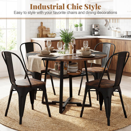 Dreamade Round Dining Table for 4-6 | 47.5" Circle Kitchen Table with Storage Shelf