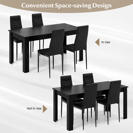 Dreamade Dining Table Set for 4 or 8, Modern Rectangular Kitchen Table Set w/ PVC Leather Dining Chairs