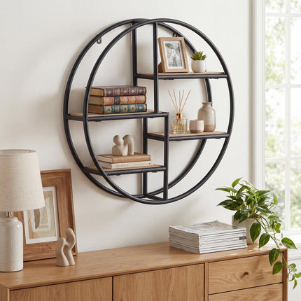 Dreamade Industrial Style Round Wall Shelves for Living Room