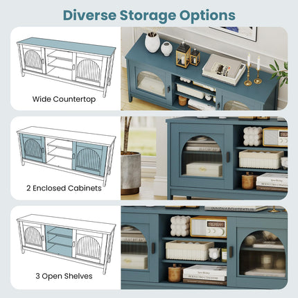 Dreamade Modern Vintage TV Cabinet with Adjustable Shelves and 2 Cable Holes for TVs up to 65 Inches