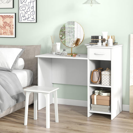 Dreamade Computer Desk with Storage, Modern PC Laptop Table with 5-Position Adjustable Shelf