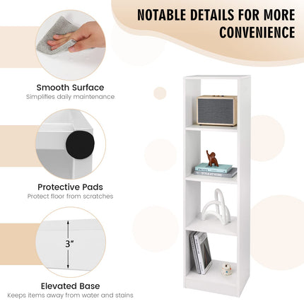 Dreamade 56” Tall Bookcase, 4-Cube Bookshelf with 4 Anti-Tipping Kits
