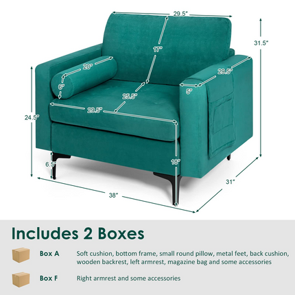 Dreamade Sofa Chair, Accent Armchair w/Comfy Cushion