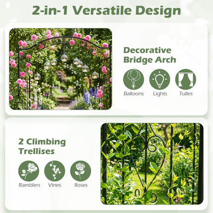 Dreamade Metal Garden Arbor | 7.5 FT Heavy Duty Arch Trellis for Climbing Plants