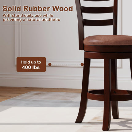 Dreamade 26" Counter Height Swivel Barstools Set of 2/4 with Faux Leather Seat and Wrap-around Footrest