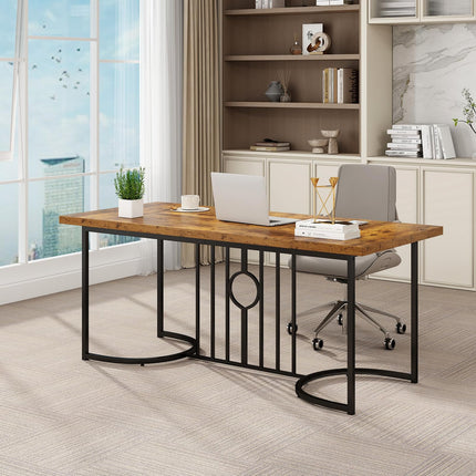 Dreamade 71 Inch Large Dining Table for 6-8 People, Farmhouse Rectangular Kitchen Table with Metal Frame