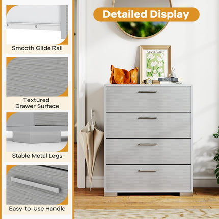 Dreamade Storage Cabinet with 4 Drawers, Metal Legs & Handles, Anti-Toppling Devices, Tall Cabinet