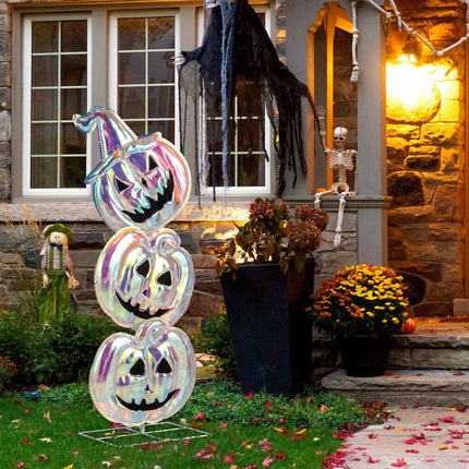 Dreamade 3.4 Ft Halloween Decorations, Light up Stacked Pumpkins with 150 LED Lights