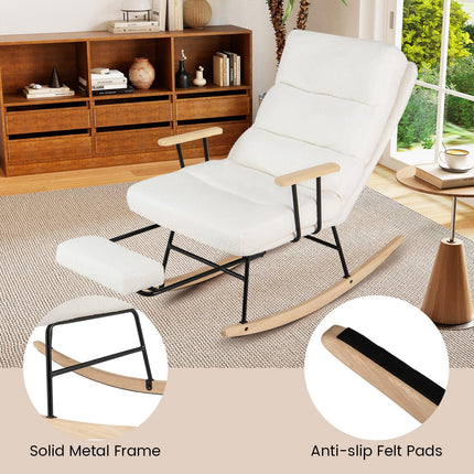 Dreamade Nursery Rocking Chair Teddy Velvet Upholstered Rocking Chair