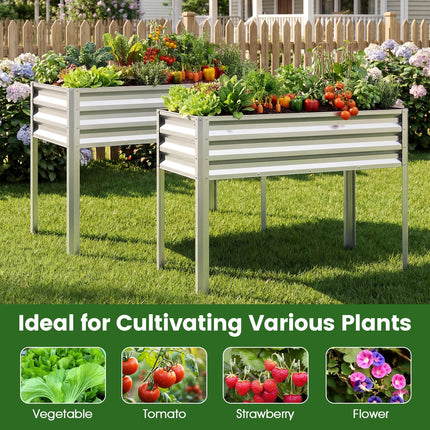 Dreamade 44" x 22" x 32" Metal Large Elevated Planter Box for Vegetable Flower Fruit Herb (1/2)