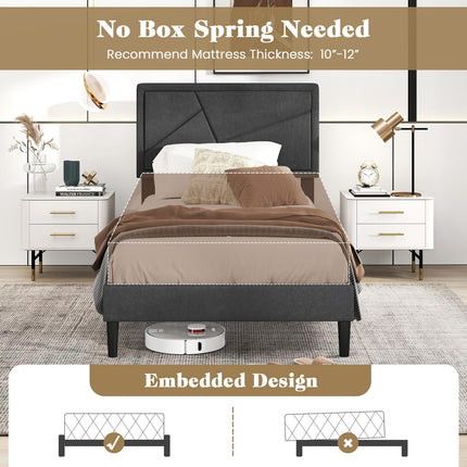 Modern Queen/Full/Twin Size Upholstered Platform Bed Frame with Geometric Tufting Headboard