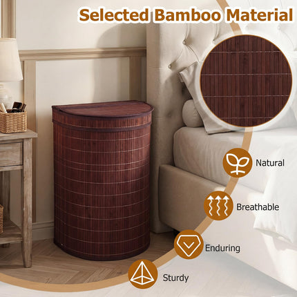 Dreamade 16 Gal Bamboo Laundry Hamper with Zippered Lid