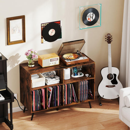 Dreamade Large Record Player Stand with Charging Station