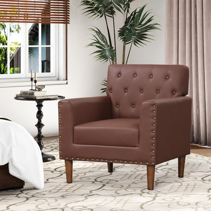 Dreamade Mid Century Modern Accent Chair with Button Tufted Decoration and Rivets