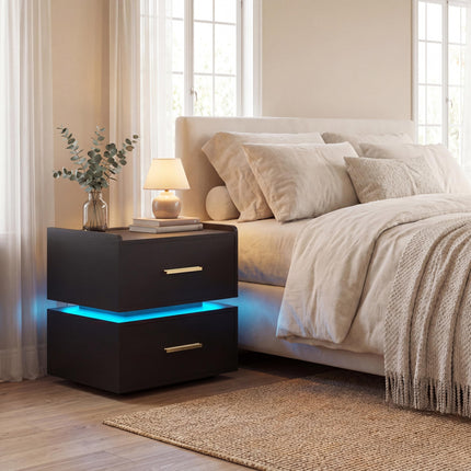 Dreamade LED Night Stand with Charging Station & 2 Storage Drawers (1/2)