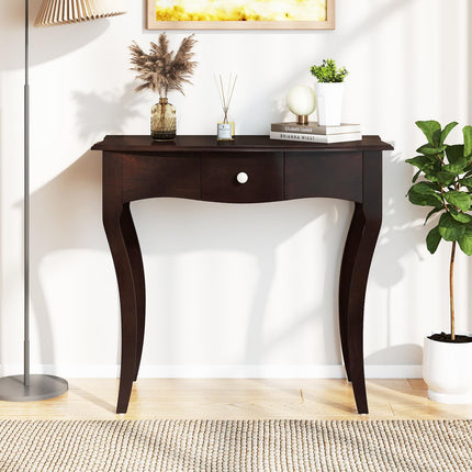 Dreamade Console Table with Drawer and Solid Wood Frame