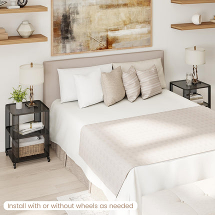 Dreamade 3-Tier End Table | Rolling Side Table w/Open Storage Shelves (1/2)