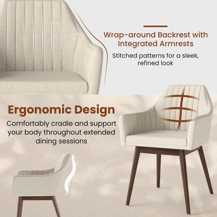 Dreamade Upholstered Dining Chairs Set of 2/4 Mid Century Kitchen Chairs with Wrap-Around Backrest