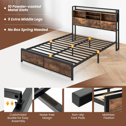 Dreamade Queen/Full Size Bed Frame with Storage Headboard