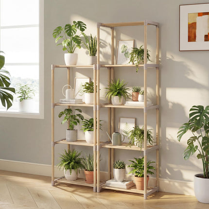 Dreamade 5-Tier Bookshelf | Pine Wood Bookcase with Freestanding Storage Organizer