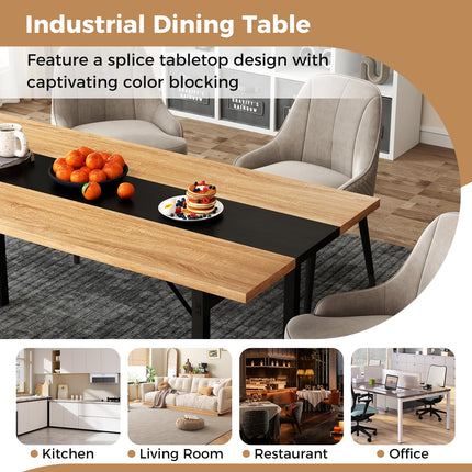 Dreamade 71" Dining Table for 6-8 People with Heavy-Duty Metal Frame Storage Rack
