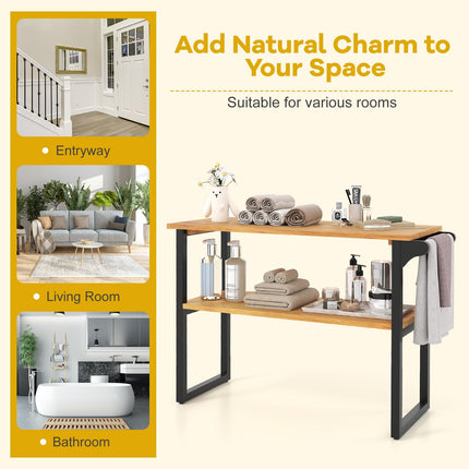 Dreamade 2 Tier Bathroom Storage Shelf with Towel Rack