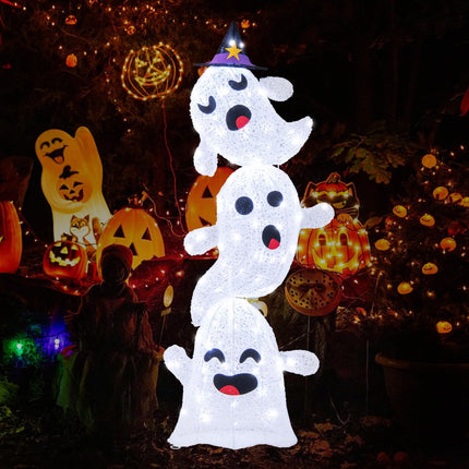 Dreamade 4 Ft Halloween Decorations Outdoor Stacked Ghosts, Free-Standing Cute Yard Decorations