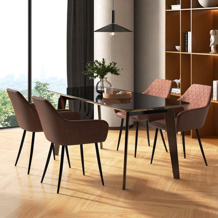 Dreamade Mid Century Modern Dining Chairs Set of 2/4, Upholstered Accent Chairs w/Curved Backrest, Wide Seat & Armrests