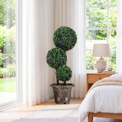 Dreamade 2.5 FT Artificial Boxwood Topiary Tree Evergreen Faux Potted Plants (1/2 Pack)