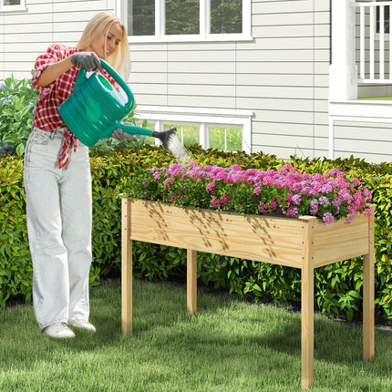 Dreamade 47"x23"x30" Elevated Wood Planter Box with Liner