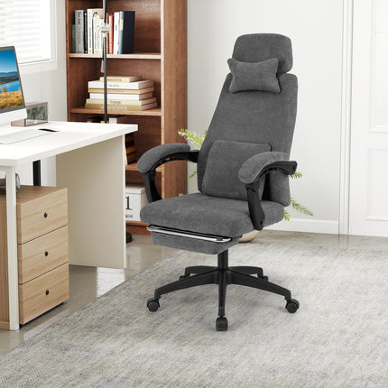 Dreamade Reclining Office Chair Chenille Fabric Desk Chair with Padded Linkage Armrests