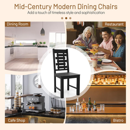 Dreamade Wooden Dining Chairs Set 100% Solid Rubber Wood Kitchen Chair with High & Tilted Backrest