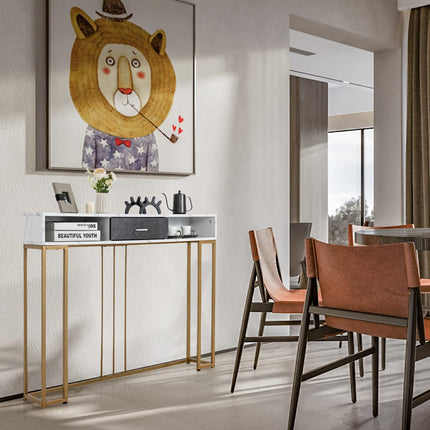 Dreamade Console Table with Drawer - Sofa Side Table with Anti-Toppling Device & Adjustable Foot Pads