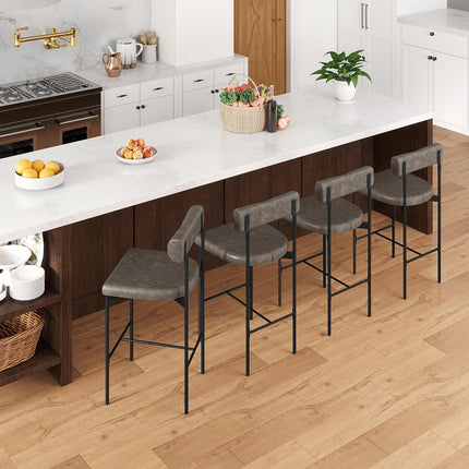 Dreamade Counter Height Bar Stools, 26 Inch Upholstered Bar Chairs with Back