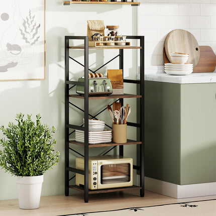 Dreamade 4-Tier Bookshelf | Narrow Freestanding Display Shelf with Metal Frame (1/2)
