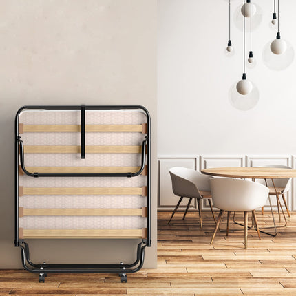 Dreamade Folding Bed with Mattress for Adults, 75" x 32" Rollaway Guest Beds w/ 3 Inch Foam Mattress & Sturdy Metal Frame