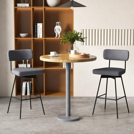Dreamade Swivel Bar Stools, Upholstered Bar Height Bar Chairs w/Padded Seat & Backrest