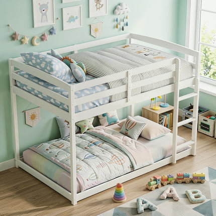 Dreamade Full Over Full Bunk Bed with Full-Length Guardrails